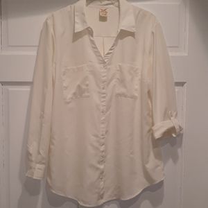 (3/$25) Faded Glory- Classic Off White Blouse